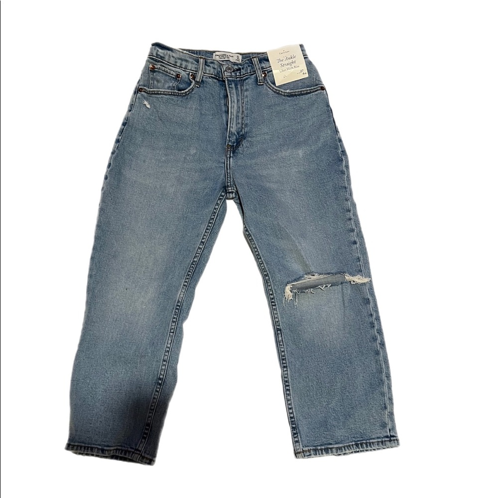 A&F Extra Short (23inch inseam) Curve Love Ultra High Rise Straight Jeans